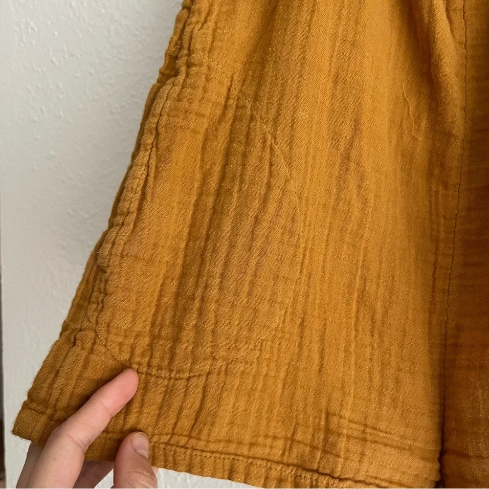 Old Navy Tan Brown and Gold Muslin Cotton Rompers